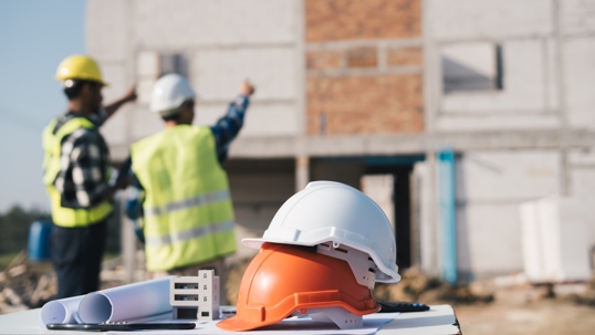 Hard hats on a construction site